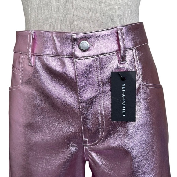 NWT ALIX NYC Jay Vegan Leather Straight-Leg Pants in Pink Size: 8 - Picture 7 of 17